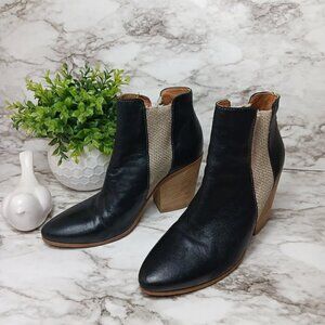 VIC MATIE heeled ankle booties women's black leather size 37 perforated side